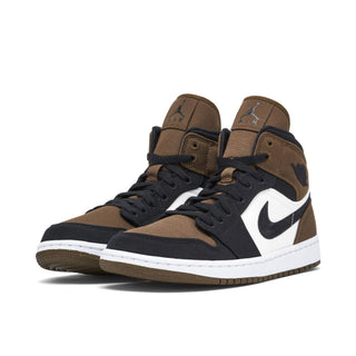 Air Jordan 1 Mid Light Olive Toe Brązowe