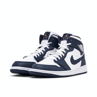 Air Jordan 1 Mid White Metallic Gold Obsidian